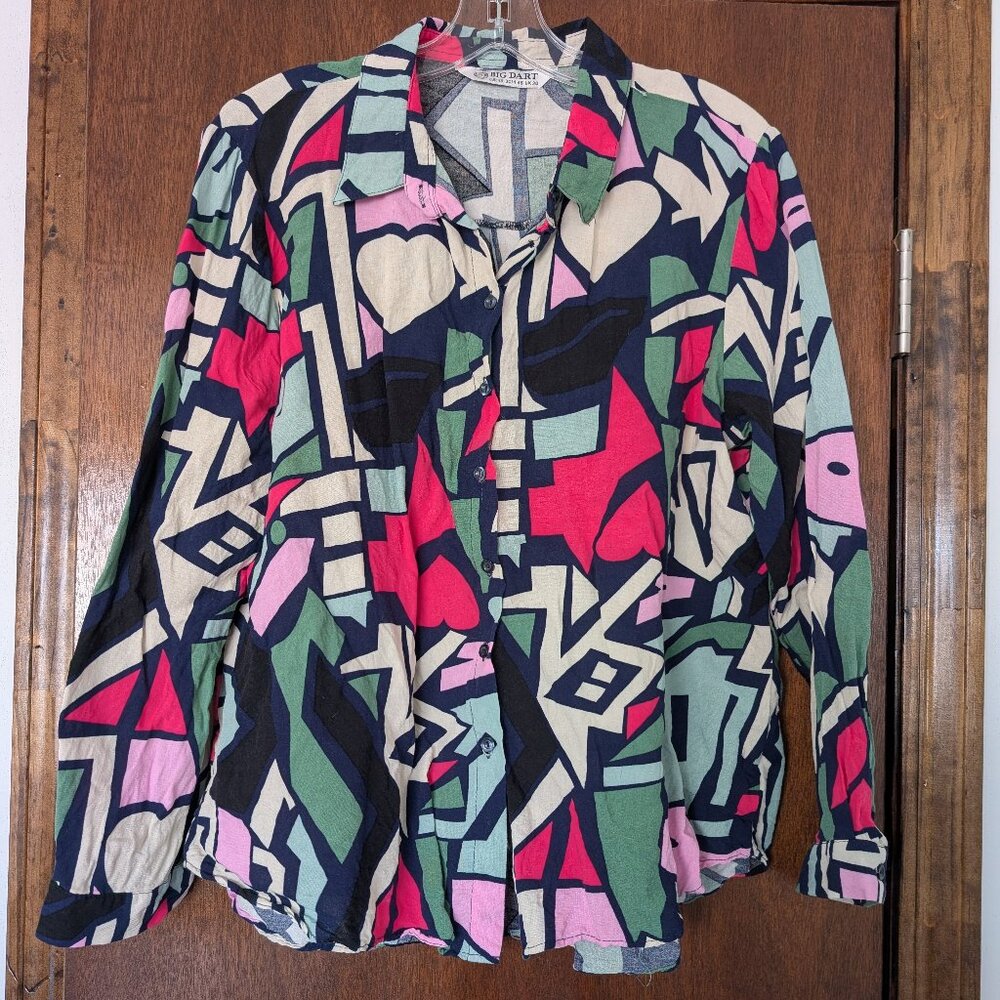 Geometric Patterned Button-Up Shirt